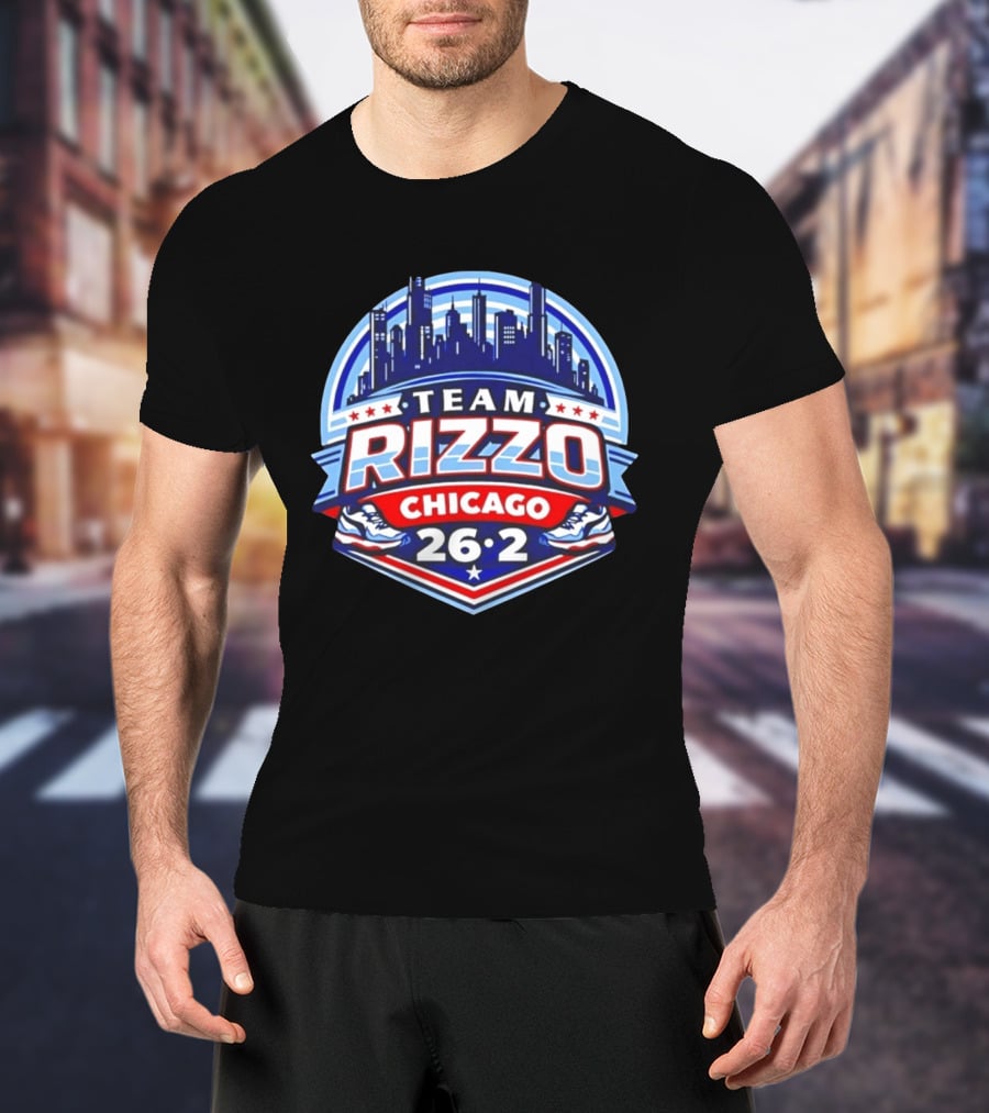 Team Rizzo Chicago Marathon 26.2 Skyline Sneakers Stars T-Shirt