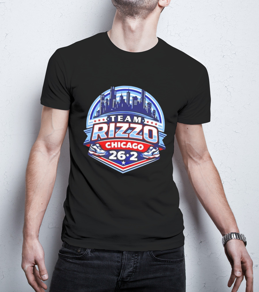 Team Rizzo Chicago Marathon 26.2 Skyline Sneakers Stars T-Shirt