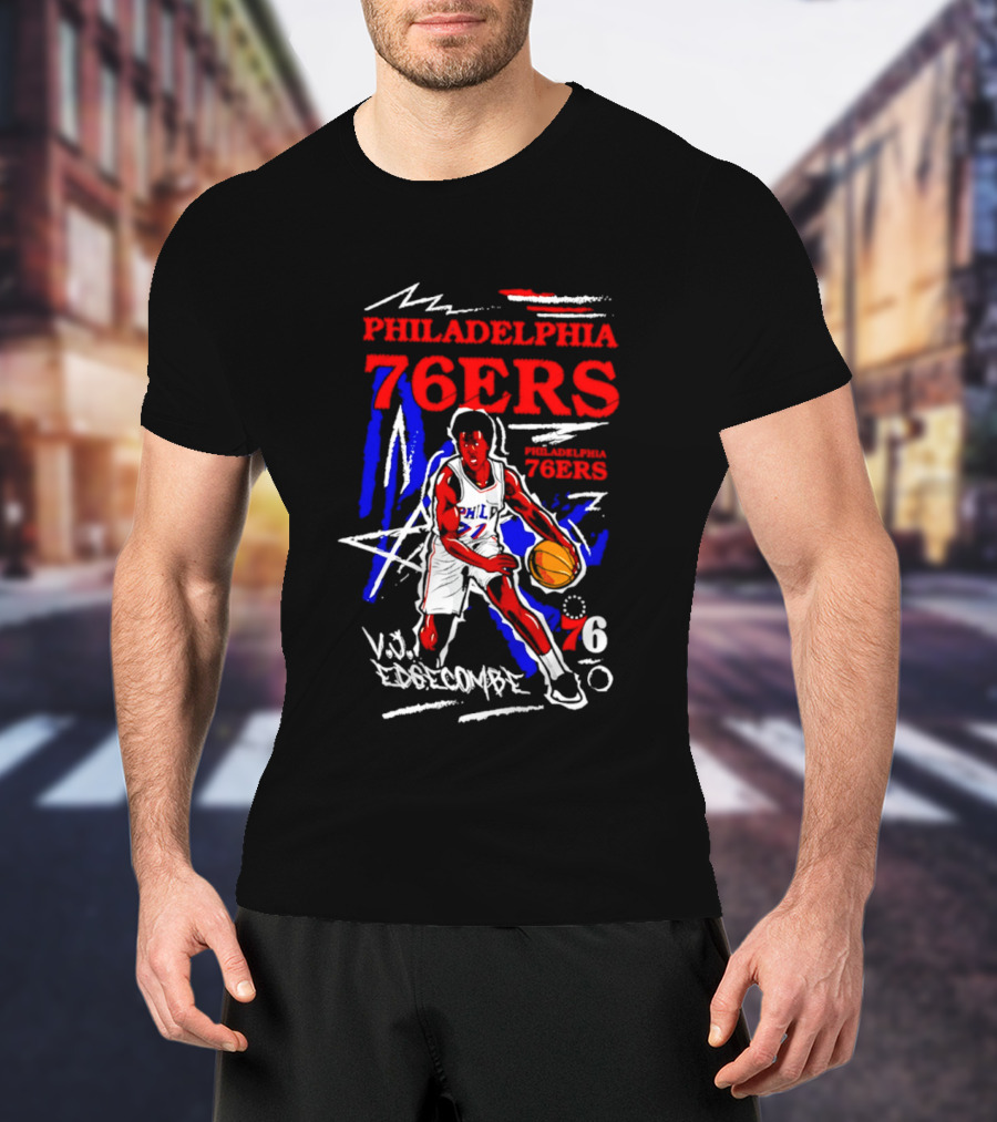 Philadelphia 76ers VJ Edgecombe Chalked Up Player Name Number 6 T-Shirt