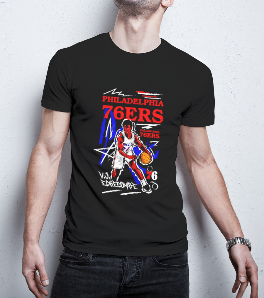 Philadelphia 76ers VJ Edgecombe Chalked Up Player Name Number 6 T-Shirt