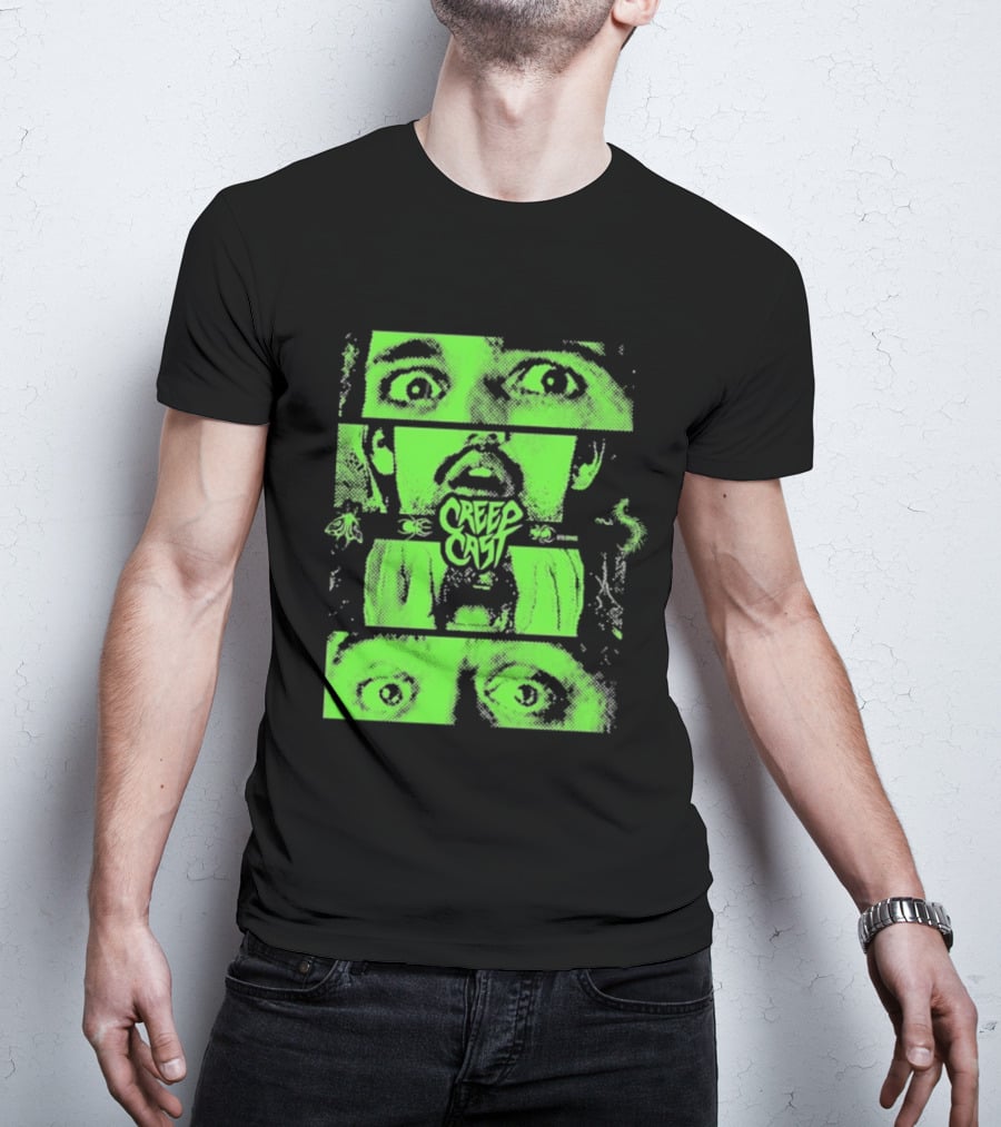 CreepCast Horror Retro Comic Green Face T-Shirt