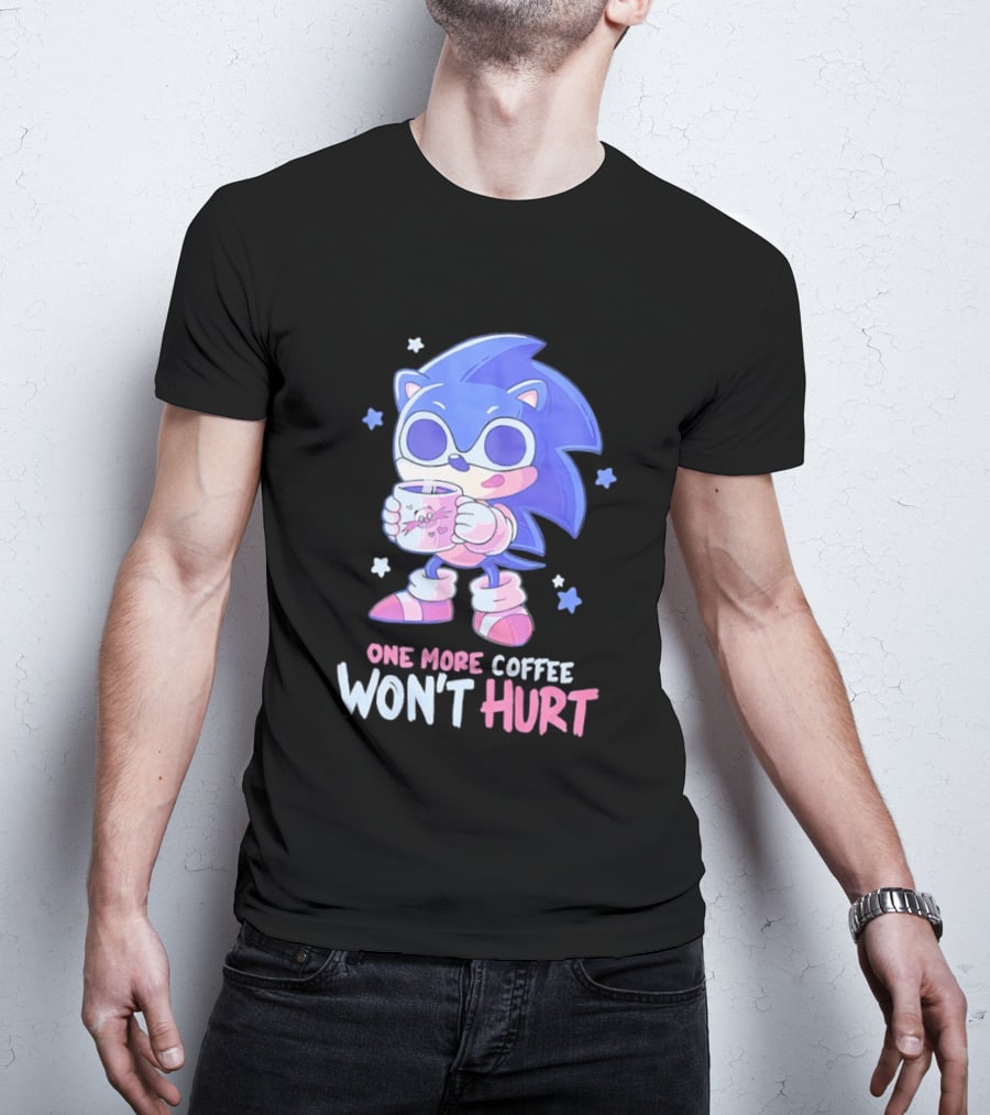 Sonic Hedgehog One More Coffee Won't Hurt Cartoon T-Shirt