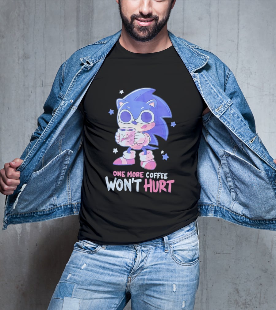Sonic Hedgehog One More Coffee Won't Hurt Cartoon T-Shirt
