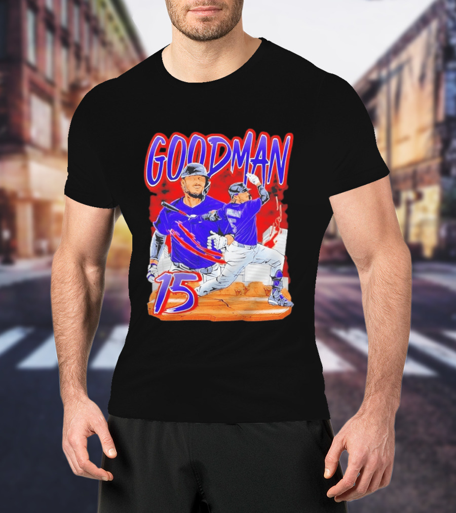 Goodman Baseball Action And Number 15 Illustration Euphoria Rise T-Shirt