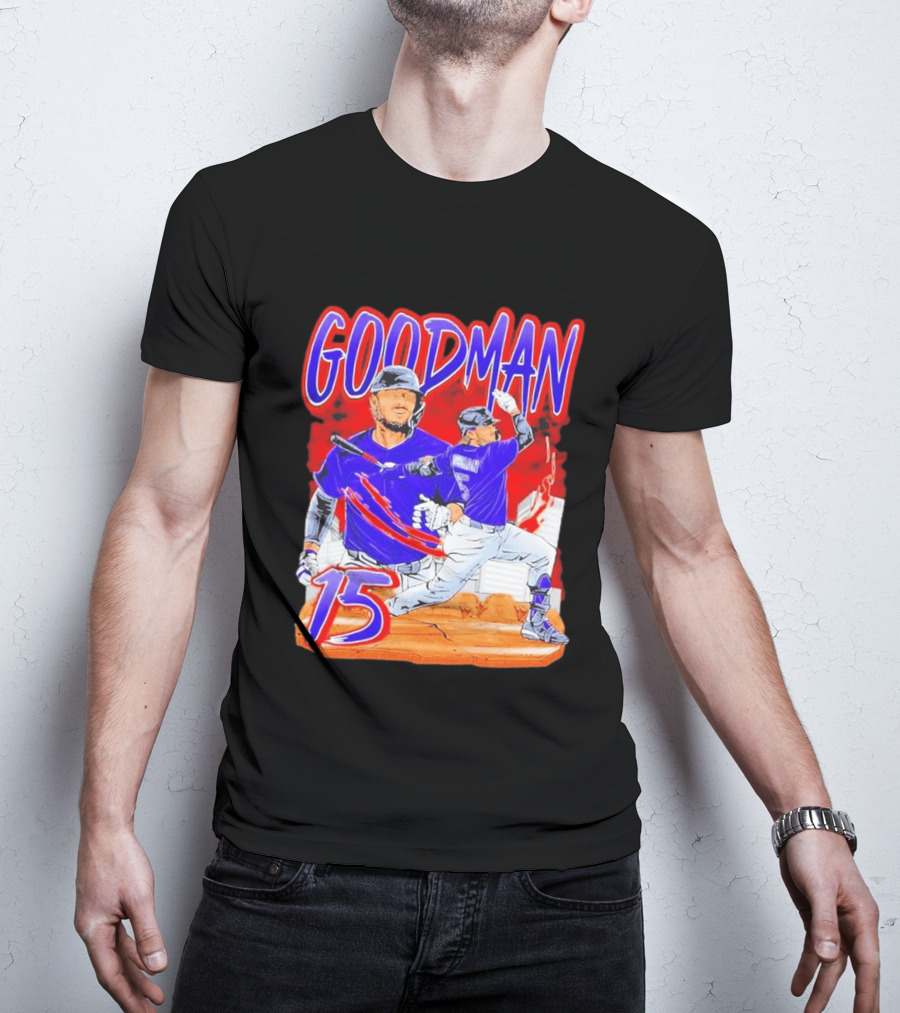 Goodman Baseball Action And Number 15 Illustration Euphoria Rise T-Shirt