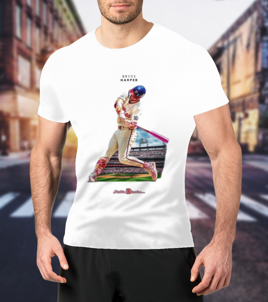 Bryce Harper Philadelphia Phillies Baseball Action Stadium Scene T-Shirt