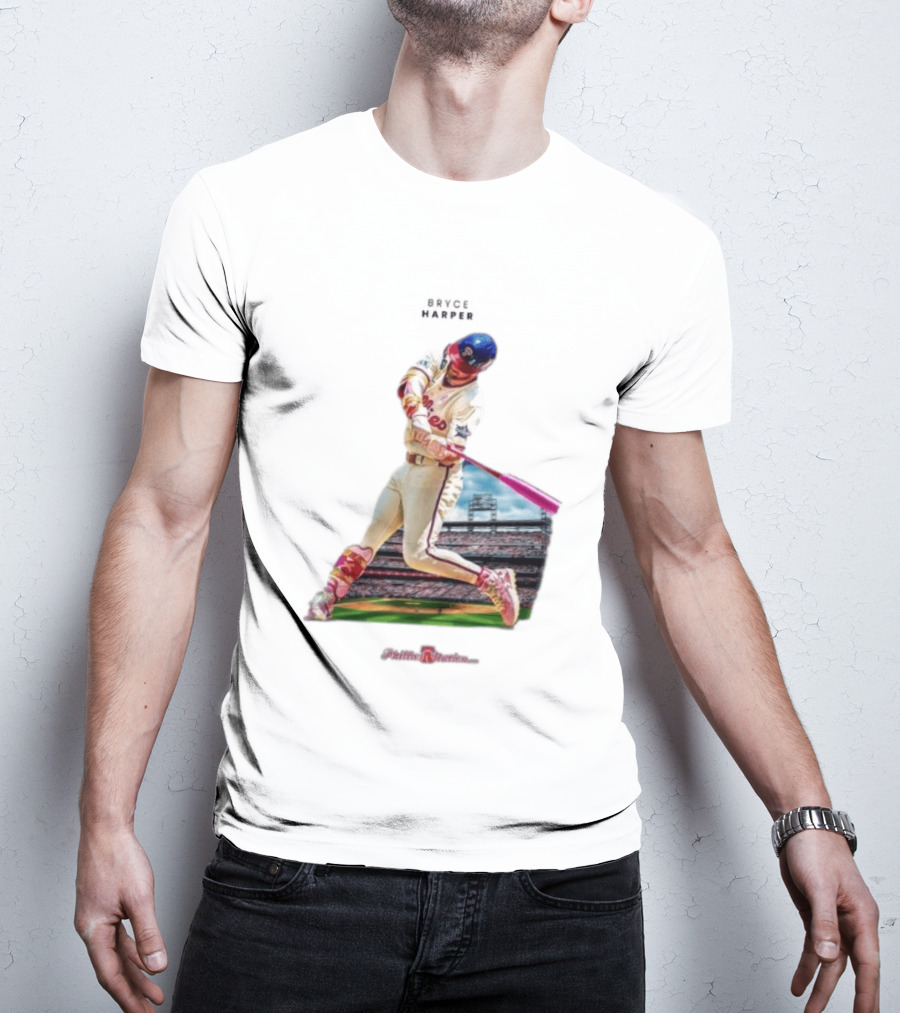 Bryce Harper Philadelphia Phillies Baseball Action Stadium Scene T-Shirt