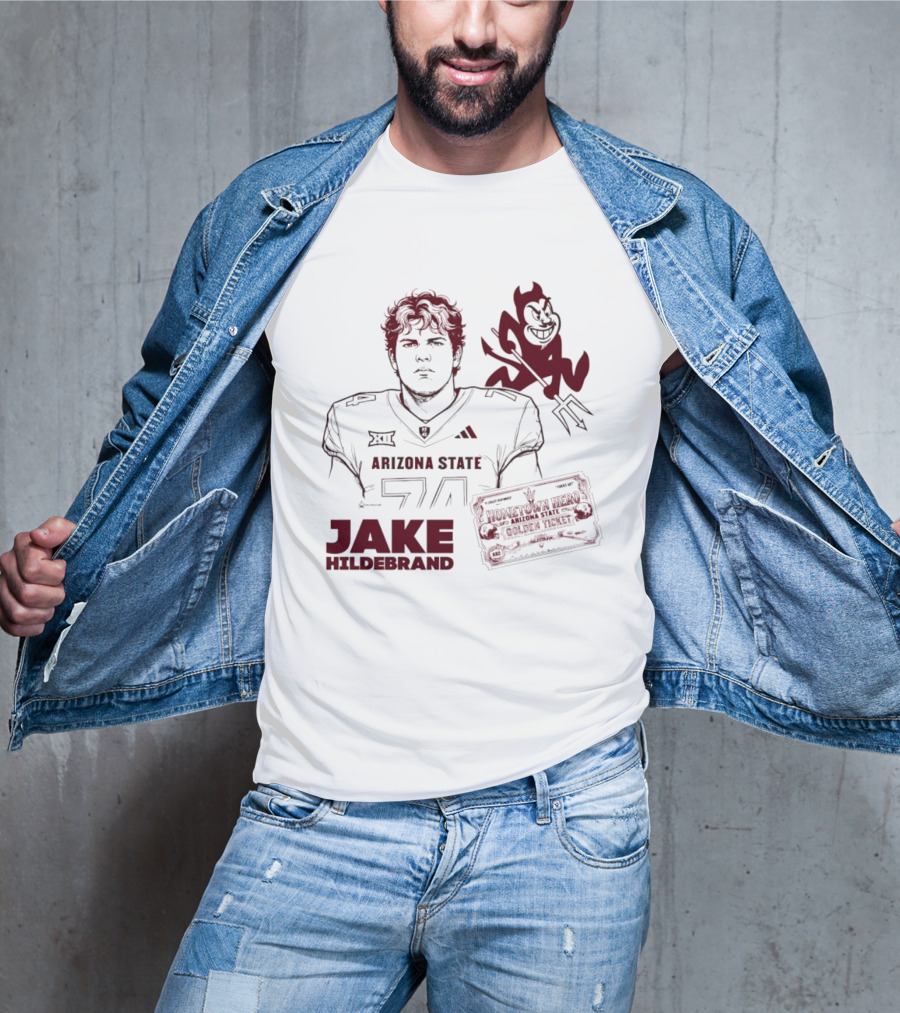 Jake Hildebrand Arizona State Sun Devils Football 74 Hometown Hero Golden Ticket T-Shirt