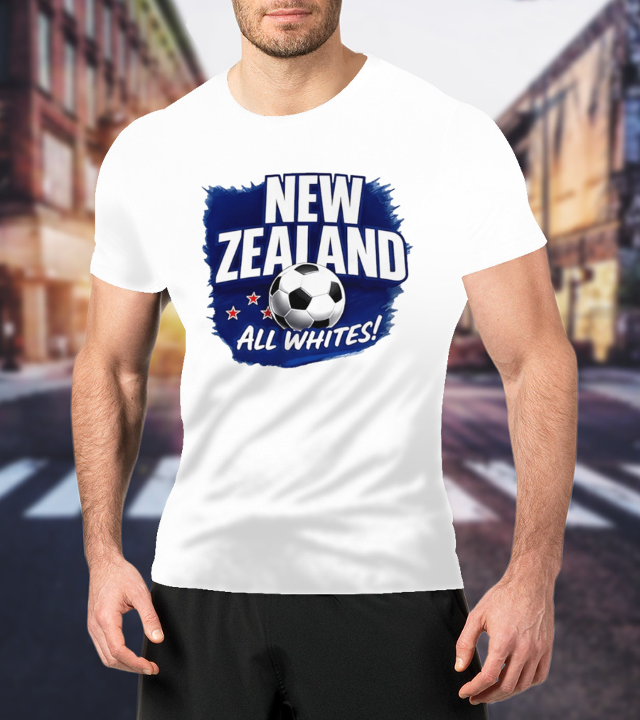 New Zealand All Whites Soccer Team Stars And Ball T-Shirt