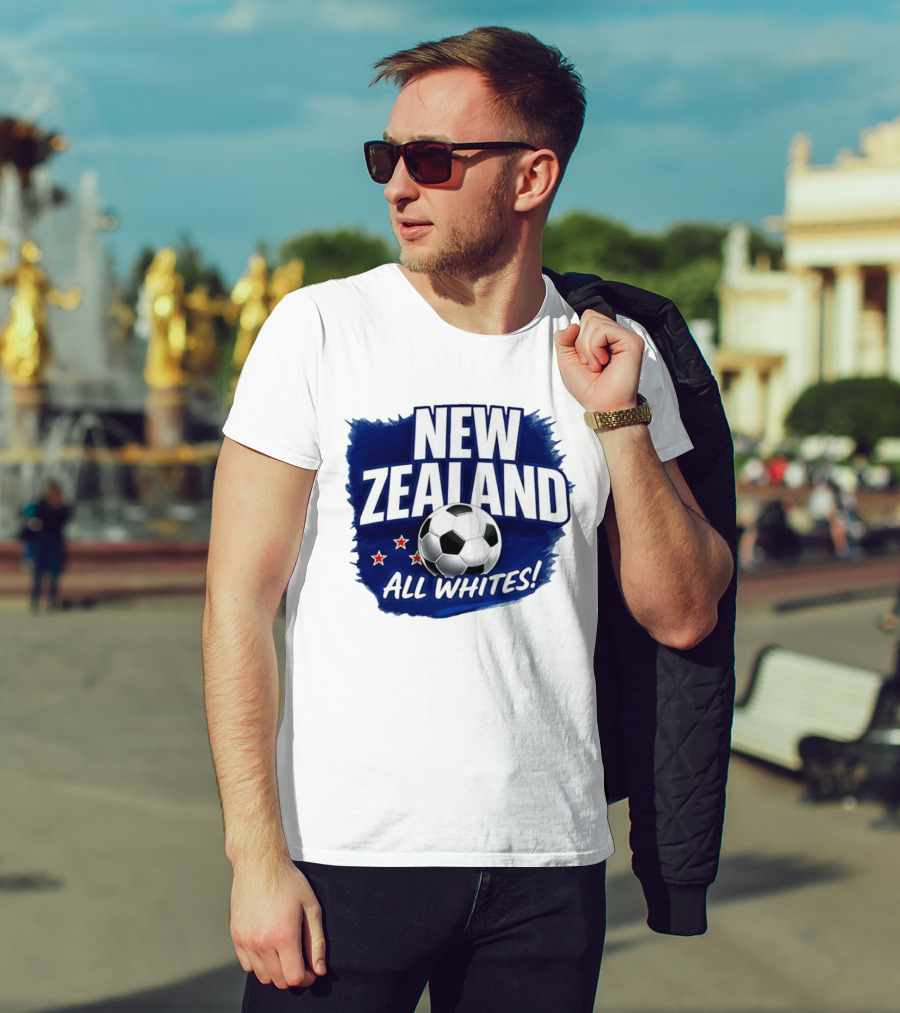New Zealand All Whites Soccer Team Stars And Ball T-Shirt