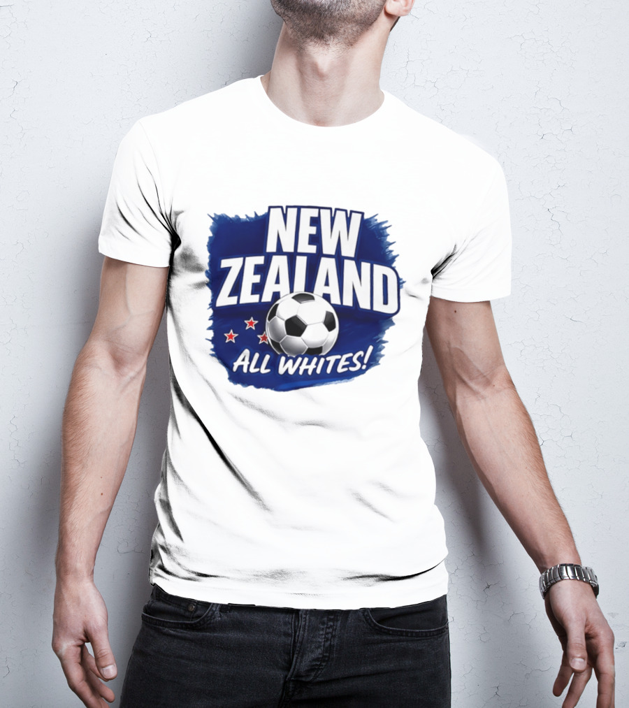 New Zealand All Whites Soccer Team Stars And Ball T-Shirt