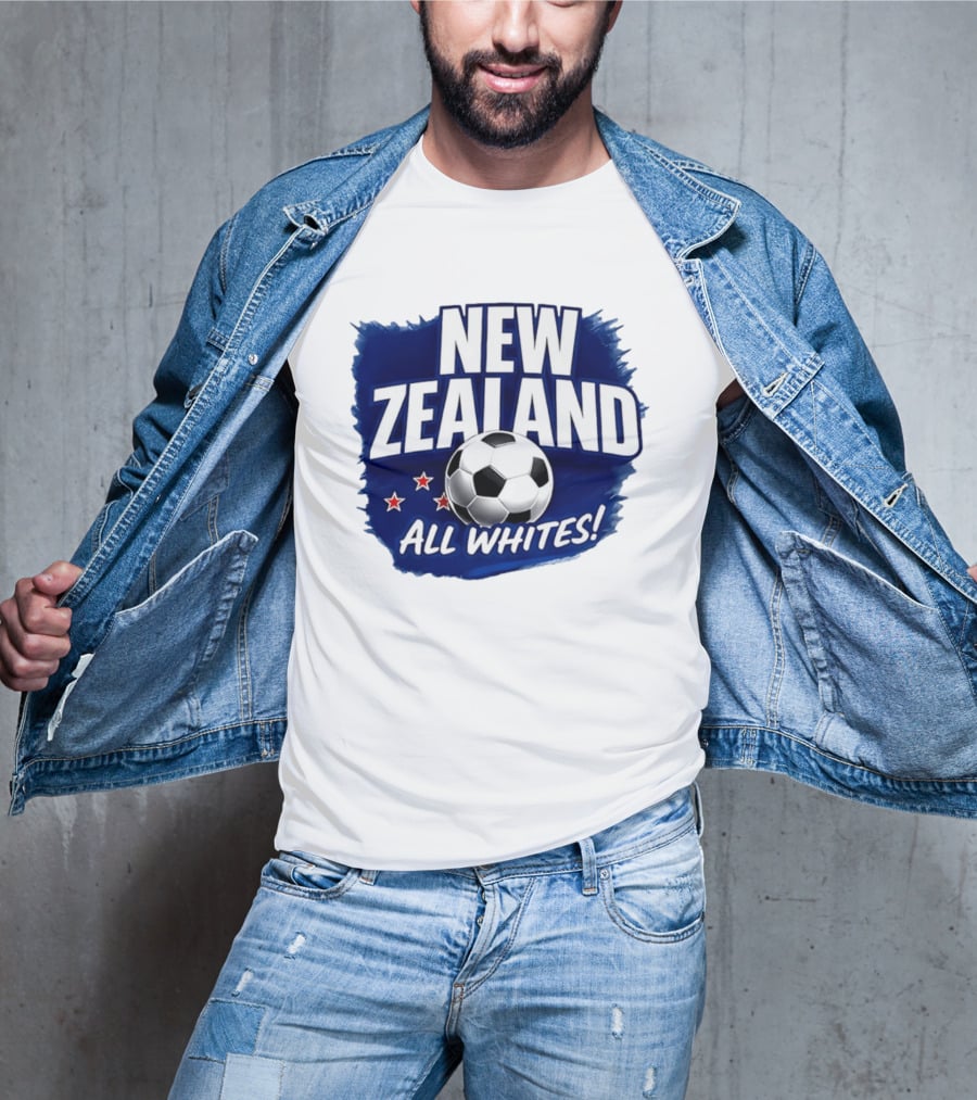 New Zealand All Whites Soccer Team Stars And Ball T-Shirt