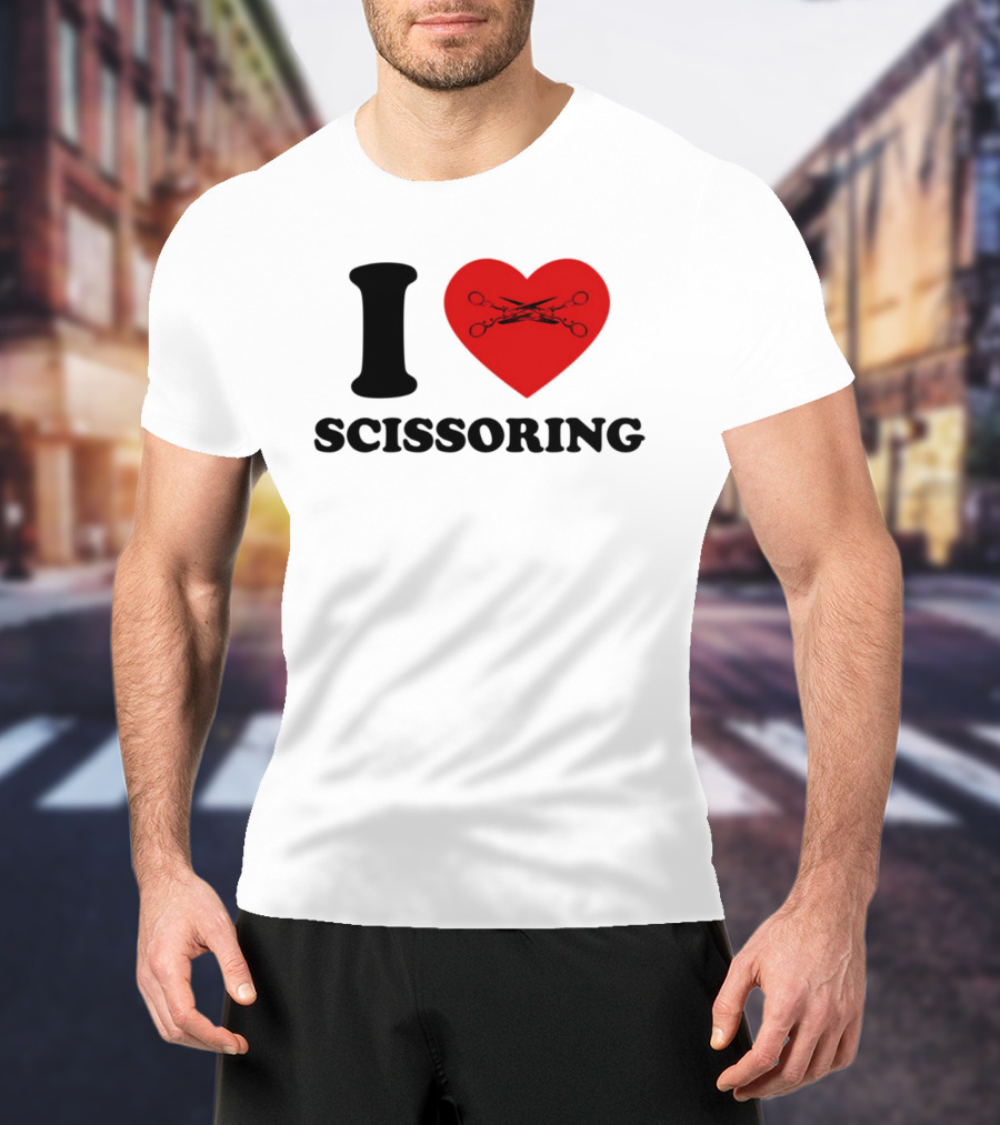 I Love Scissoring Heart With Crossed Scissors T-Shirt