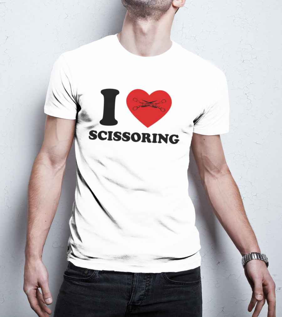 I Love Scissoring Heart With Crossed Scissors T-Shirt