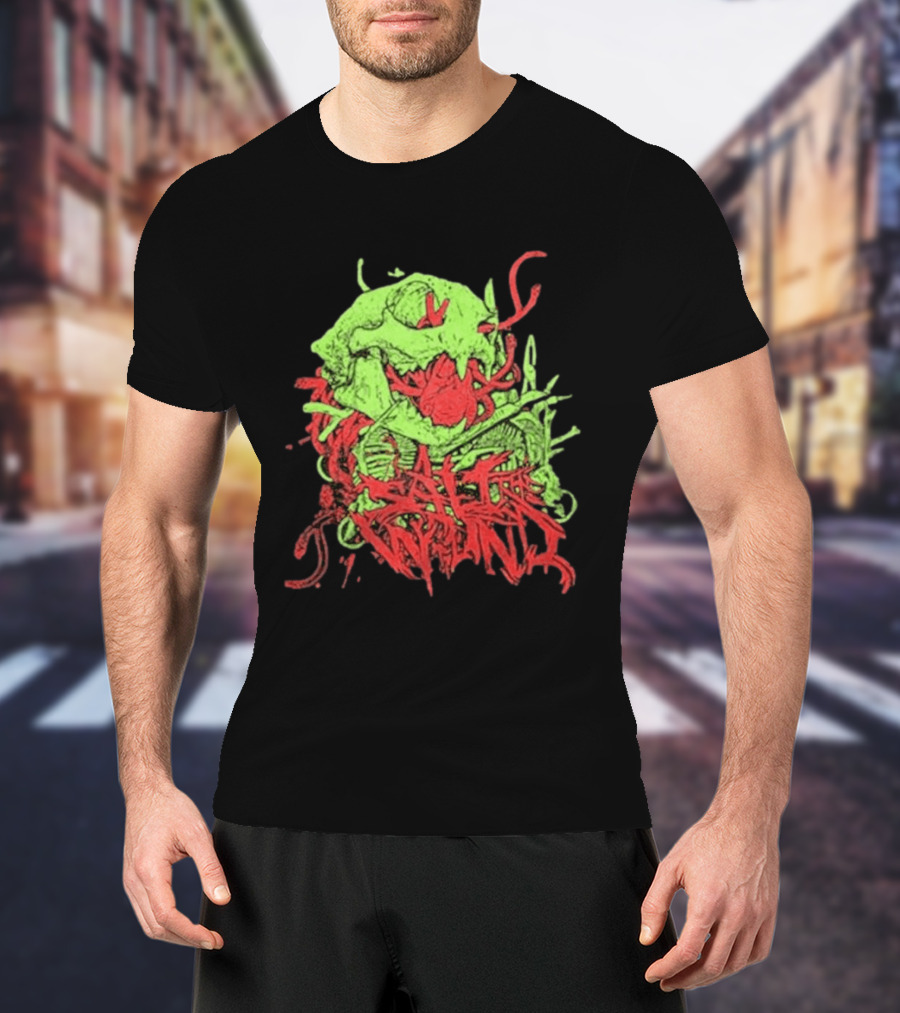 Boot And Annoy Skull Acid Green Red T-Shirt