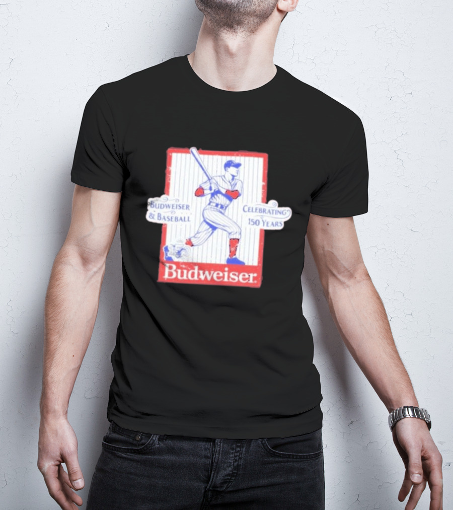Budweiser Baseball Celebrating 150 Years Vintage Iconic Batter T-Shirt