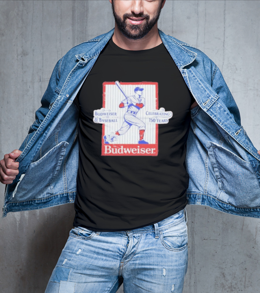 Budweiser Baseball Celebrating 150 Years Vintage Iconic Batter T-Shirt