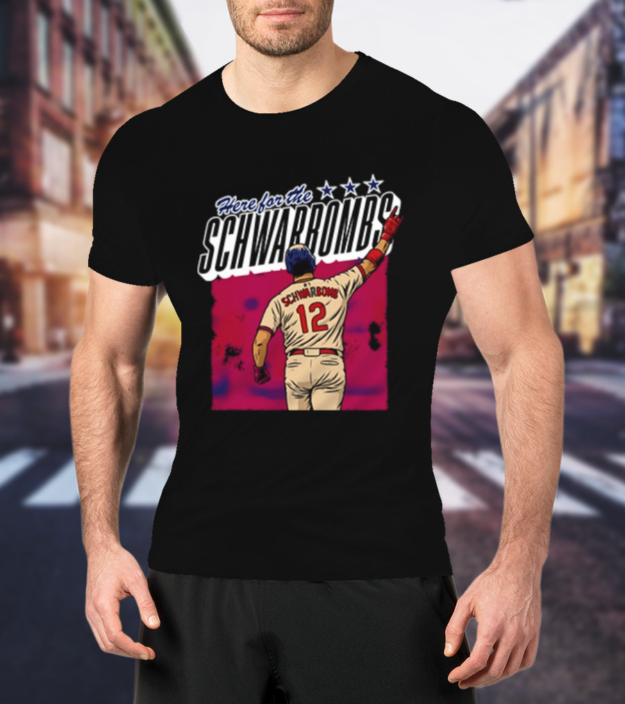 Here For The Schwarbombs Kyle Schwarber 12 Baseball T-Shirt