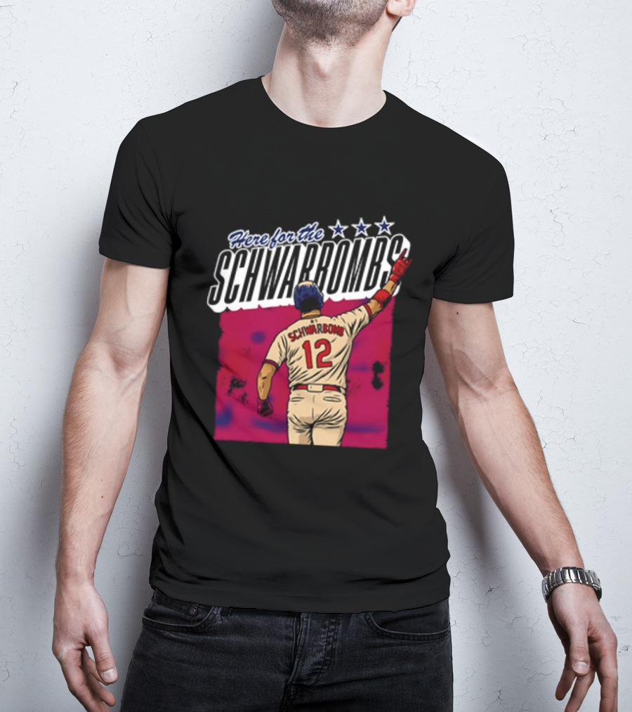 Here For The Schwarbombs Kyle Schwarber 12 Baseball T-Shirt