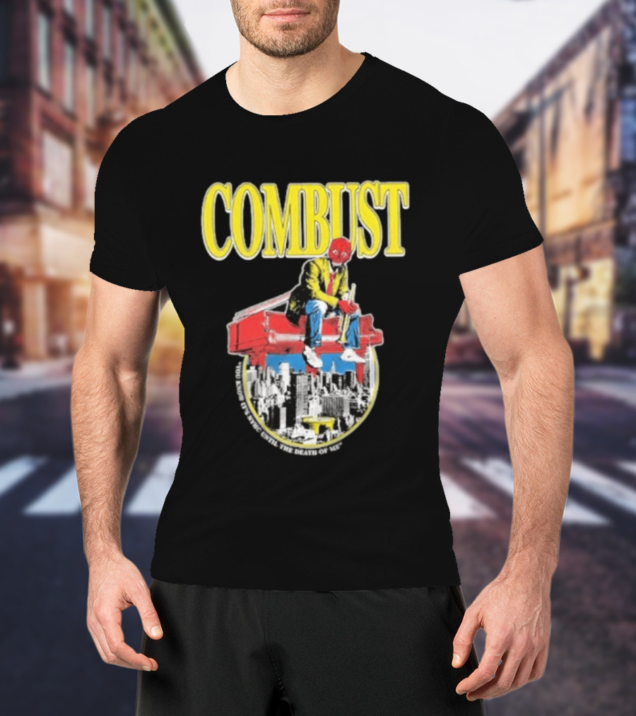 Combust Brooklyn Music Hall Of Williamsburg May 15 2026 Iconic Cityscape And Surreal Red Face T-Shirt