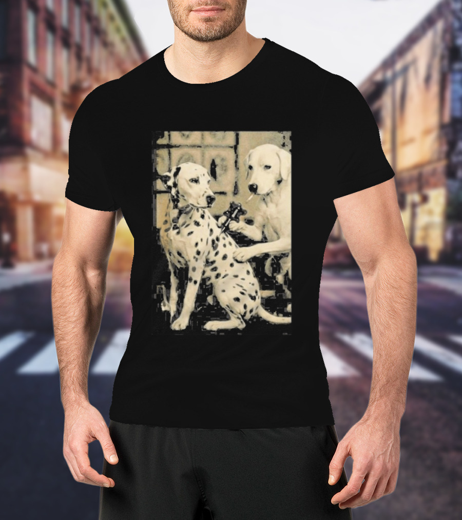 Dalmatian Dog Tattoo Artist Black And White Humor T-Shirt