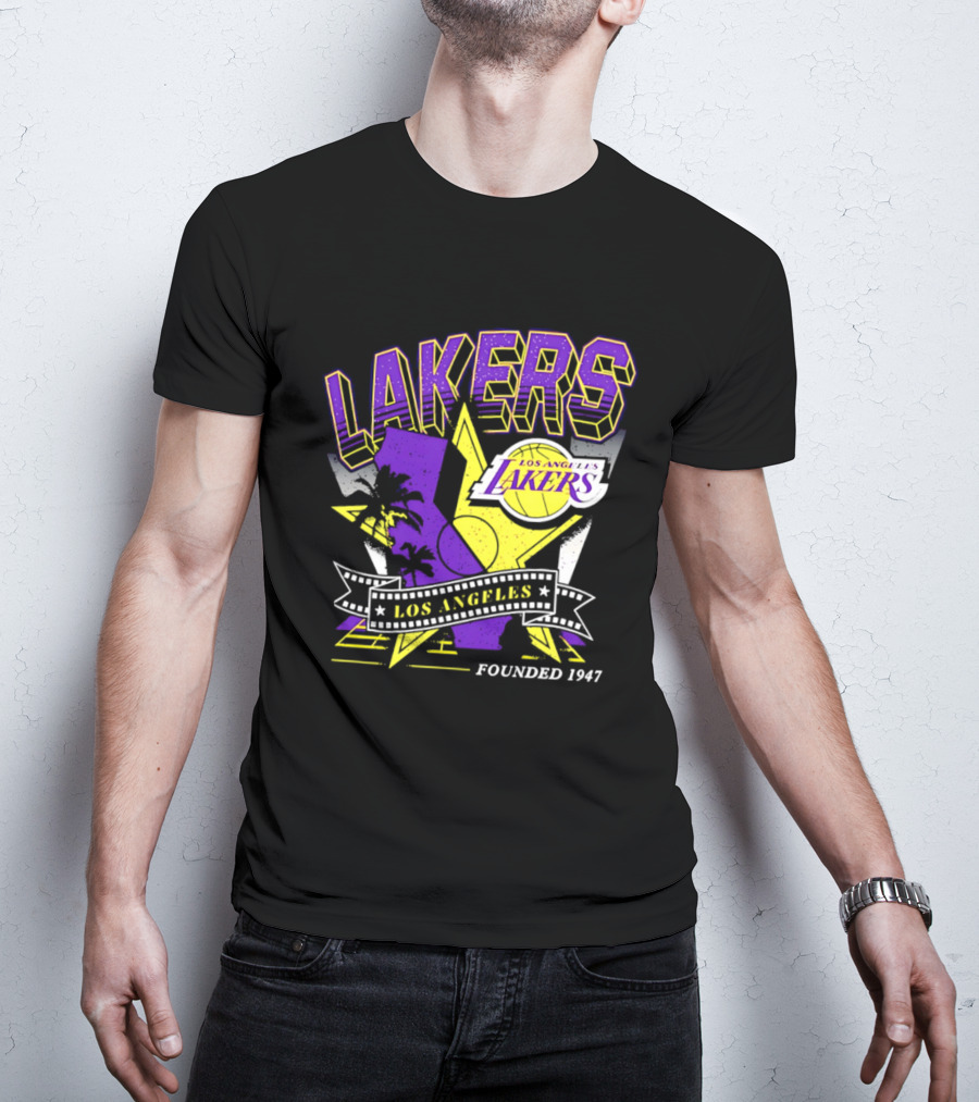 Los Angeles Lakers Founded 1947 NBA Team California Map T-Shirt