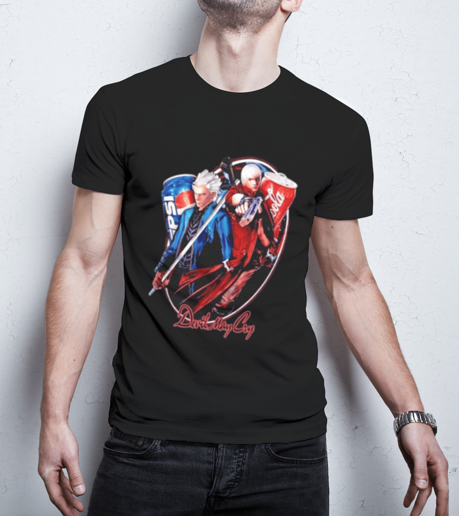 Devil May Cry Dante Vergil Pepsi Coca Cola Drink Battle T-Shirt
