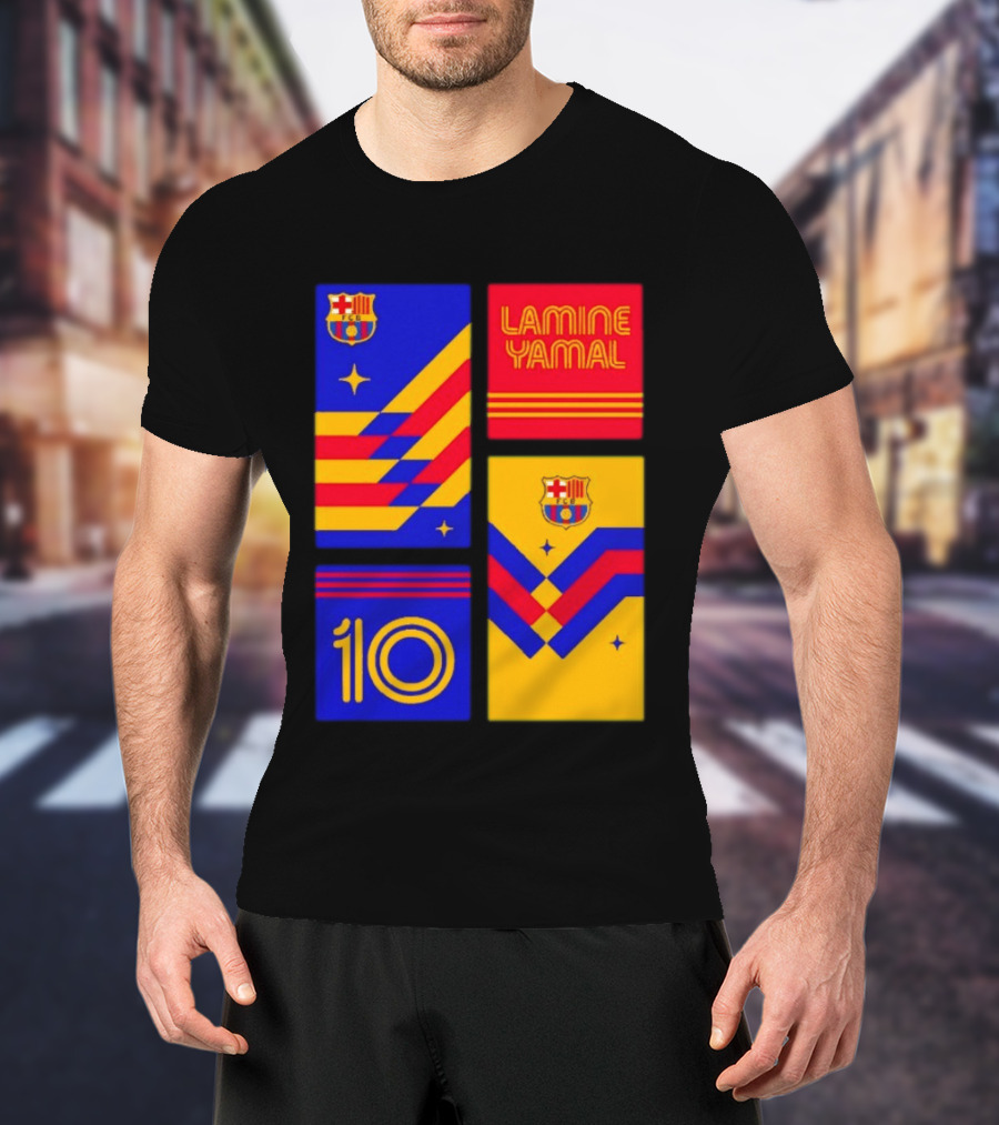 FC Barcelona Lamine Yamal 10 Vibes With Team Colors And Crest T-Shirt