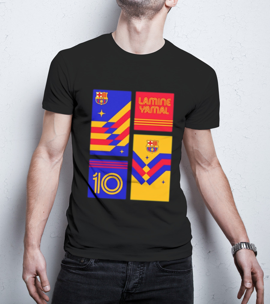 FC Barcelona Lamine Yamal 10 Vibes With Team Colors And Crest T-Shirt