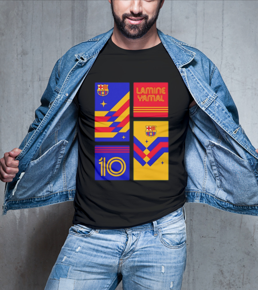 FC Barcelona Lamine Yamal 10 Vibes With Team Colors And Crest T-Shirt