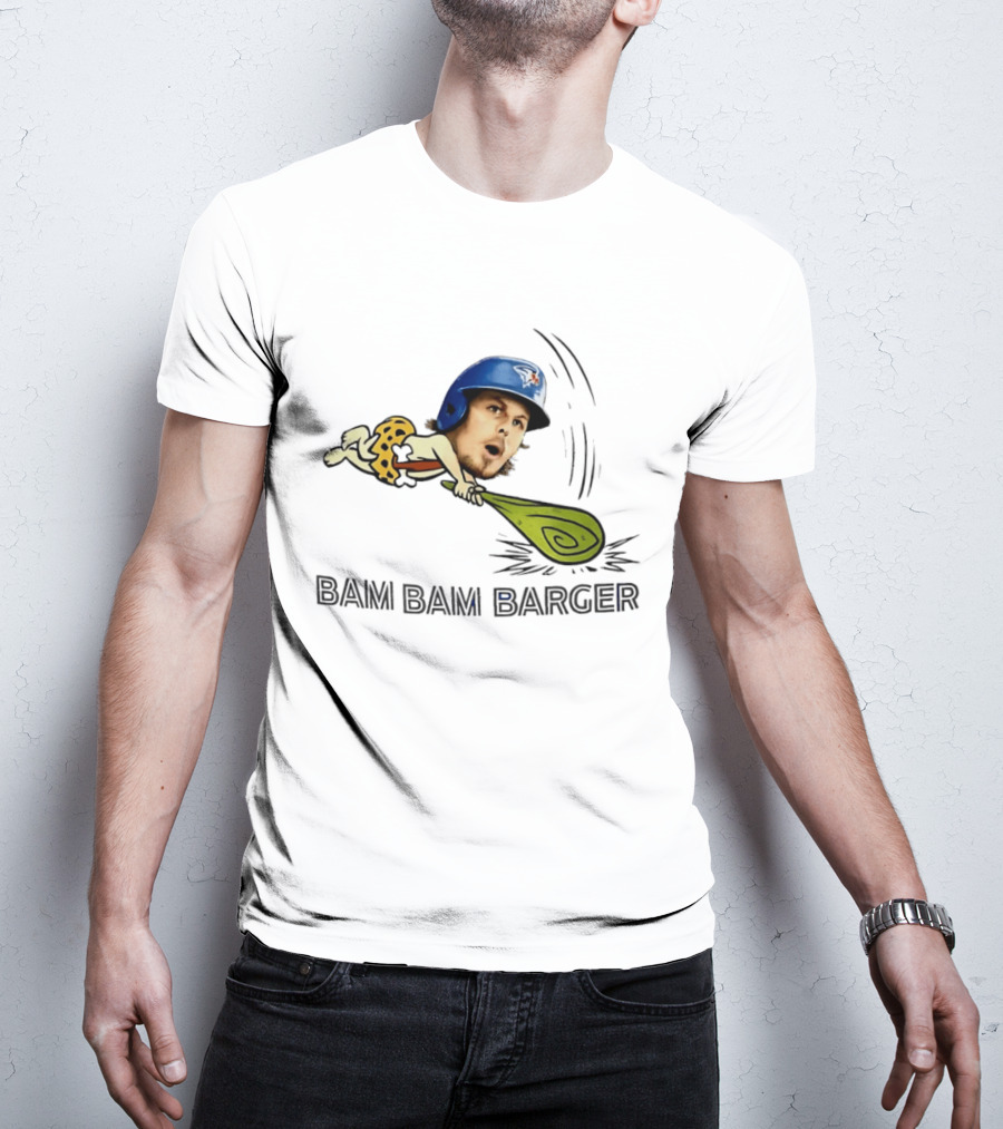 Bam Bam Barger Blue Jays Baseball Cartoon Helmet Bat T-Shirt