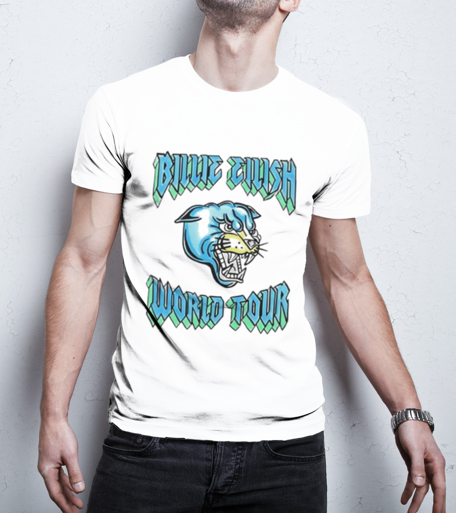 Billie Eilish World Tour Blue Panther Head T-Shirt
