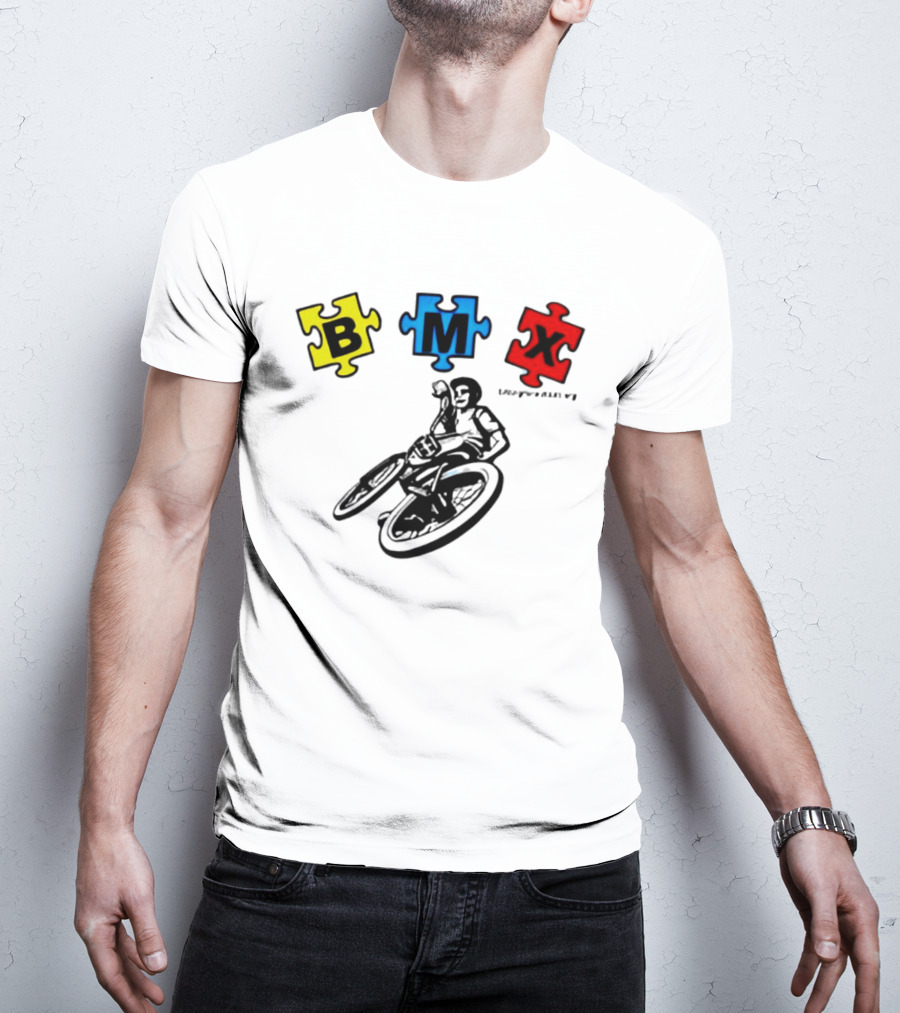 BMX Puzzle Pieces Bike Rider Autism T-Shirt