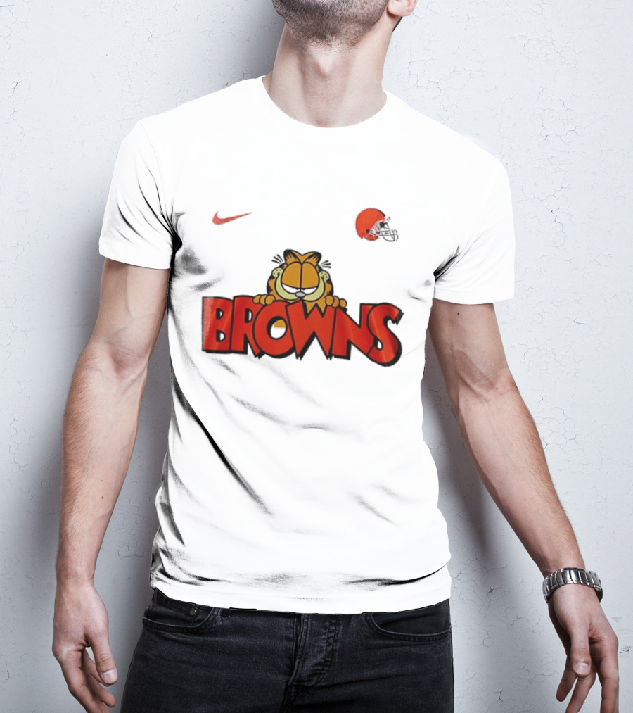 Cleveland Browns Garfield Orange Cat Helmet Nike T-Shirt
