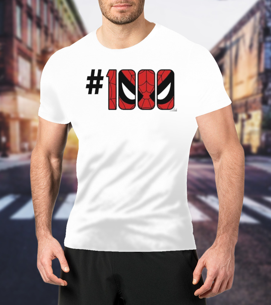 #1000 Spider Man Mask Red Web T-Shirt