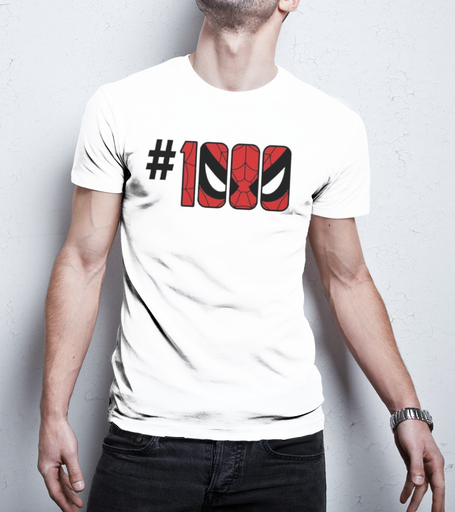 #1000 Spider Man Mask Red Web T-Shirt