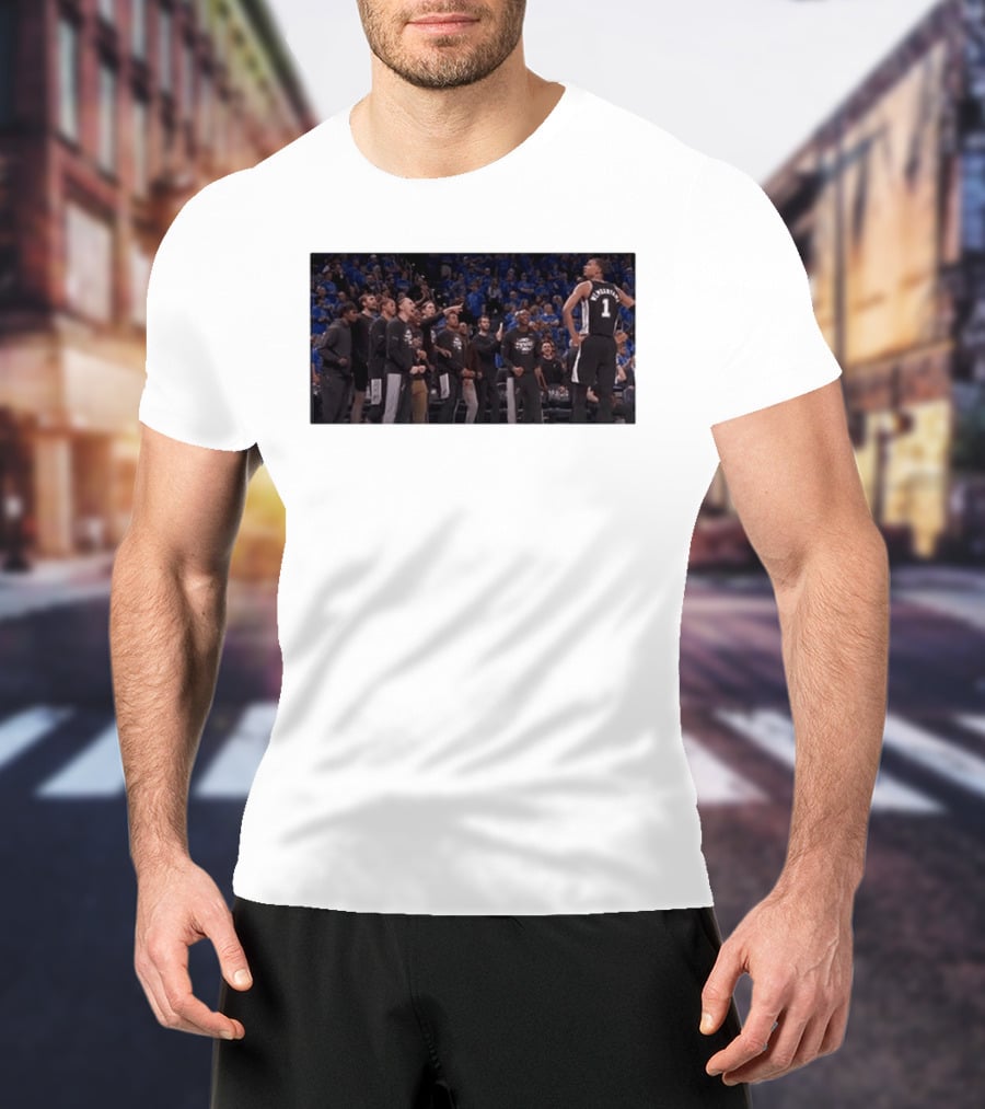 Victor Wembanyama Cold Celebration Against OKC In Black Jersey T-Shirt