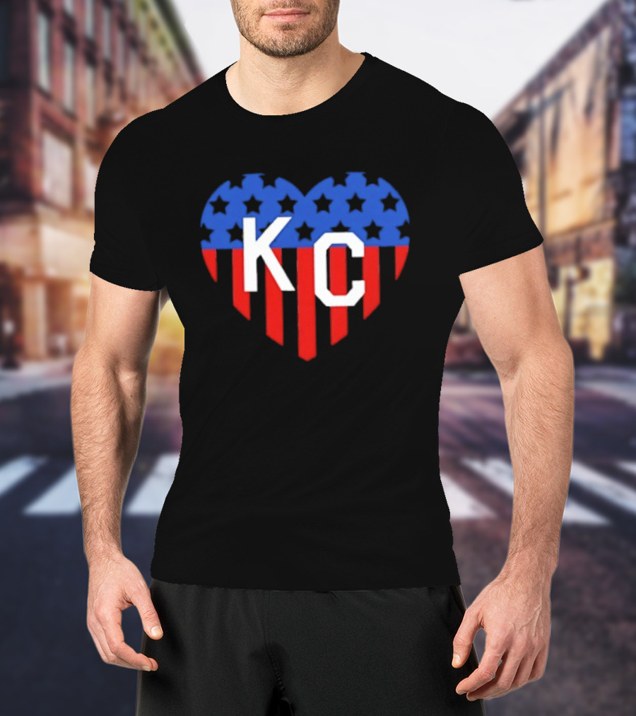 USA Stars Stripes Heart KC Kansas City T-Shirt