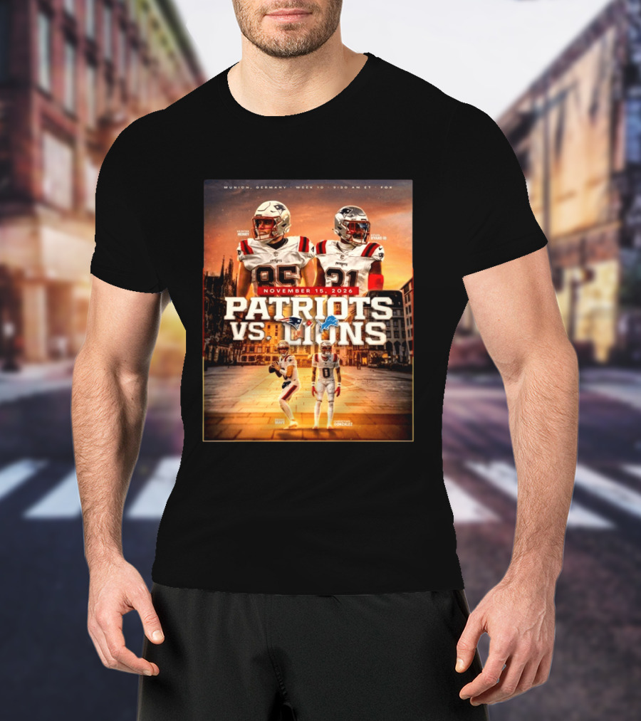 New England Patriots Vs Detroit Lions November 15 2026 Munich Germany Week 10 FOX T-Shirt