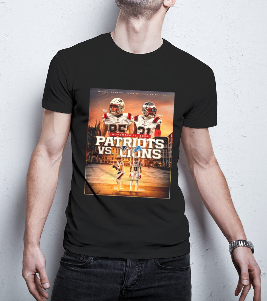 New England Patriots Vs Detroit Lions November 15 2026 Munich Germany Week 10 FOX T-Shirt