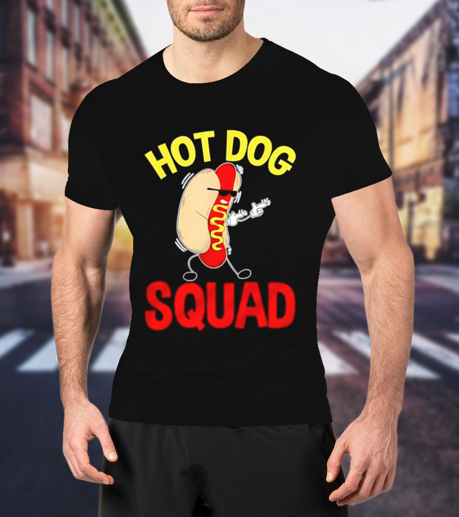 Hot Dog Squad Funny Cartoon Mustard Enthusiasts T-Shirt