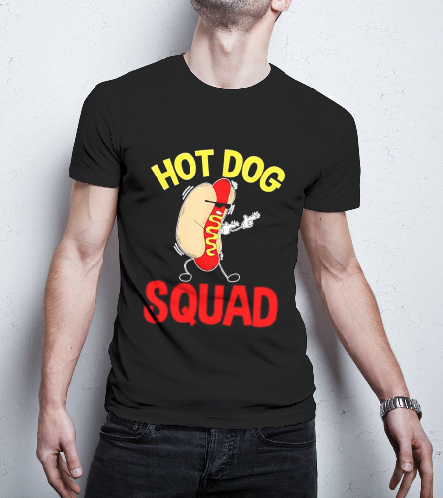 Hot Dog Squad Funny Cartoon Mustard Enthusiasts T-Shirt