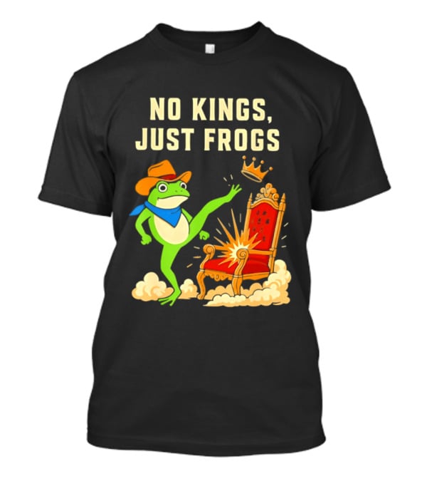 No Kings Just Frogs Portland Cowboy Frog Kicking Crown From Throne T-Shirt