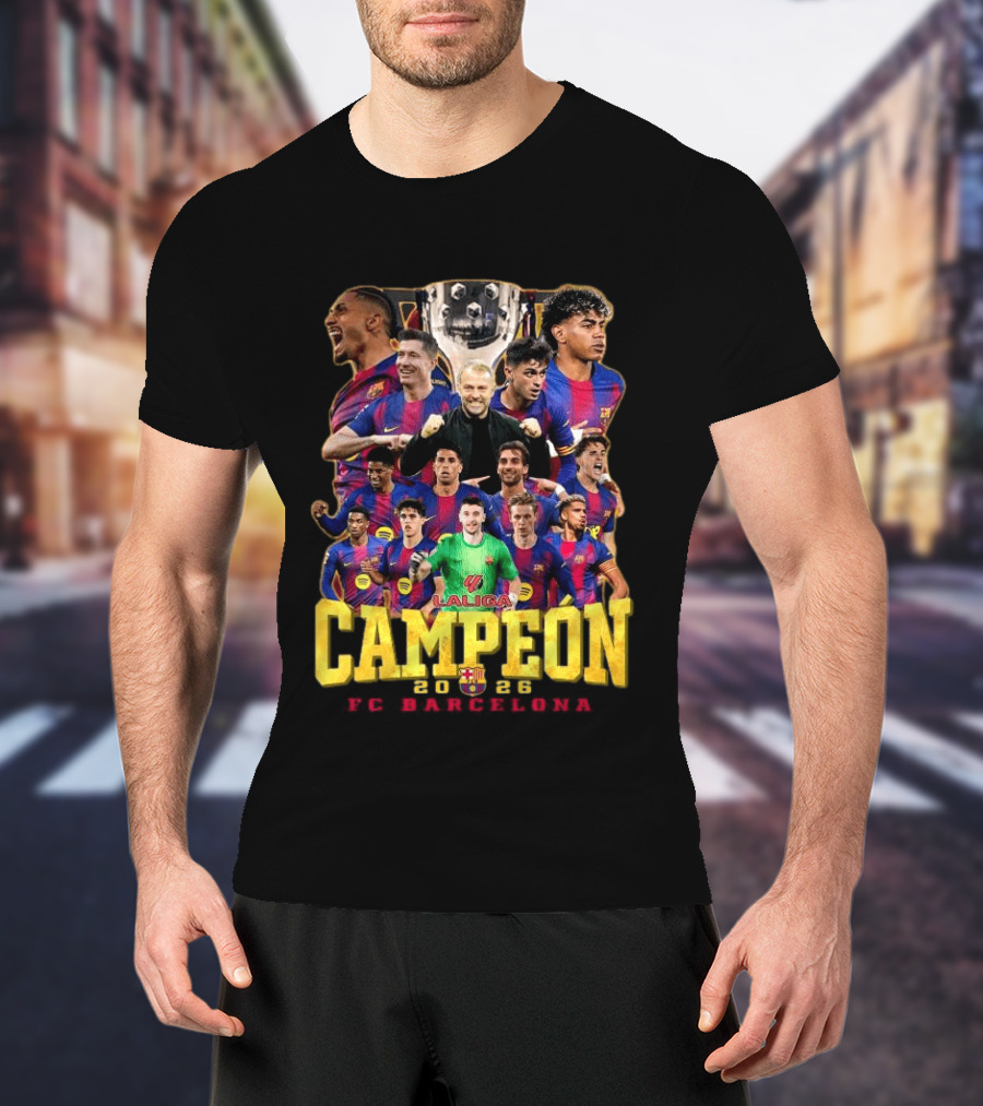 Laliga Campeón 2026 FC Barcelona Players Celebration T-Shirt