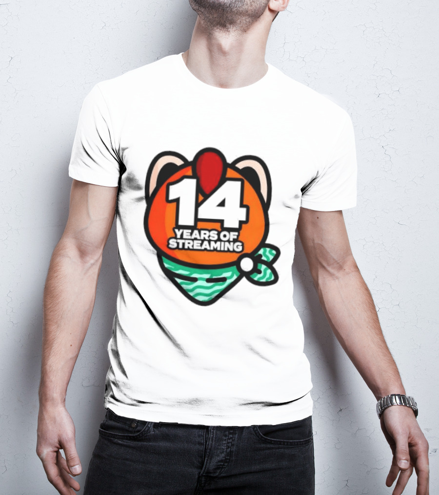 14 Years Of Streaming Cat Ear Design With Bandana T-Shirt