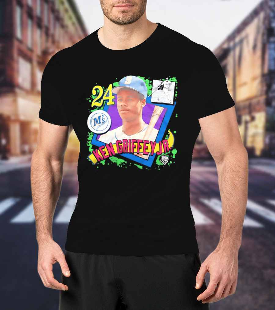 24 Ken Griffey Jr Seattle Mariners M's Topps 75 Remix Graffiti T-Shirt