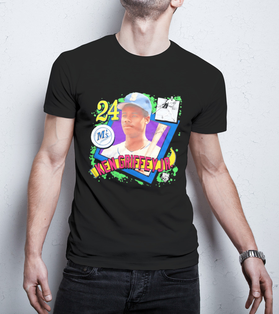 24 Ken Griffey Jr Seattle Mariners M's Topps 75 Remix Graffiti T-Shirt