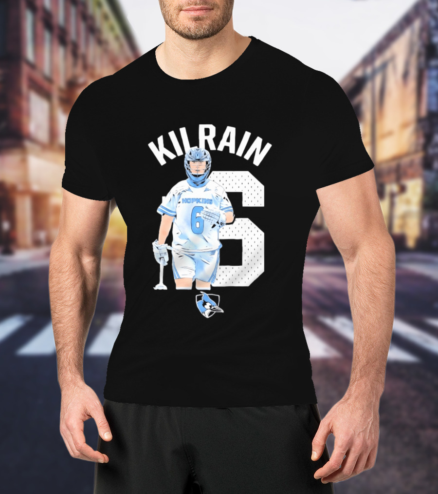 Kilrain 6 Hopkins Lacrosse Player With Blue Jay T-Shirt