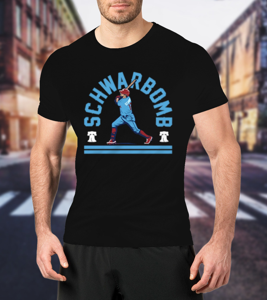 Schwarbomb Philadelphia Baseball Skyline Swing T-Shirt