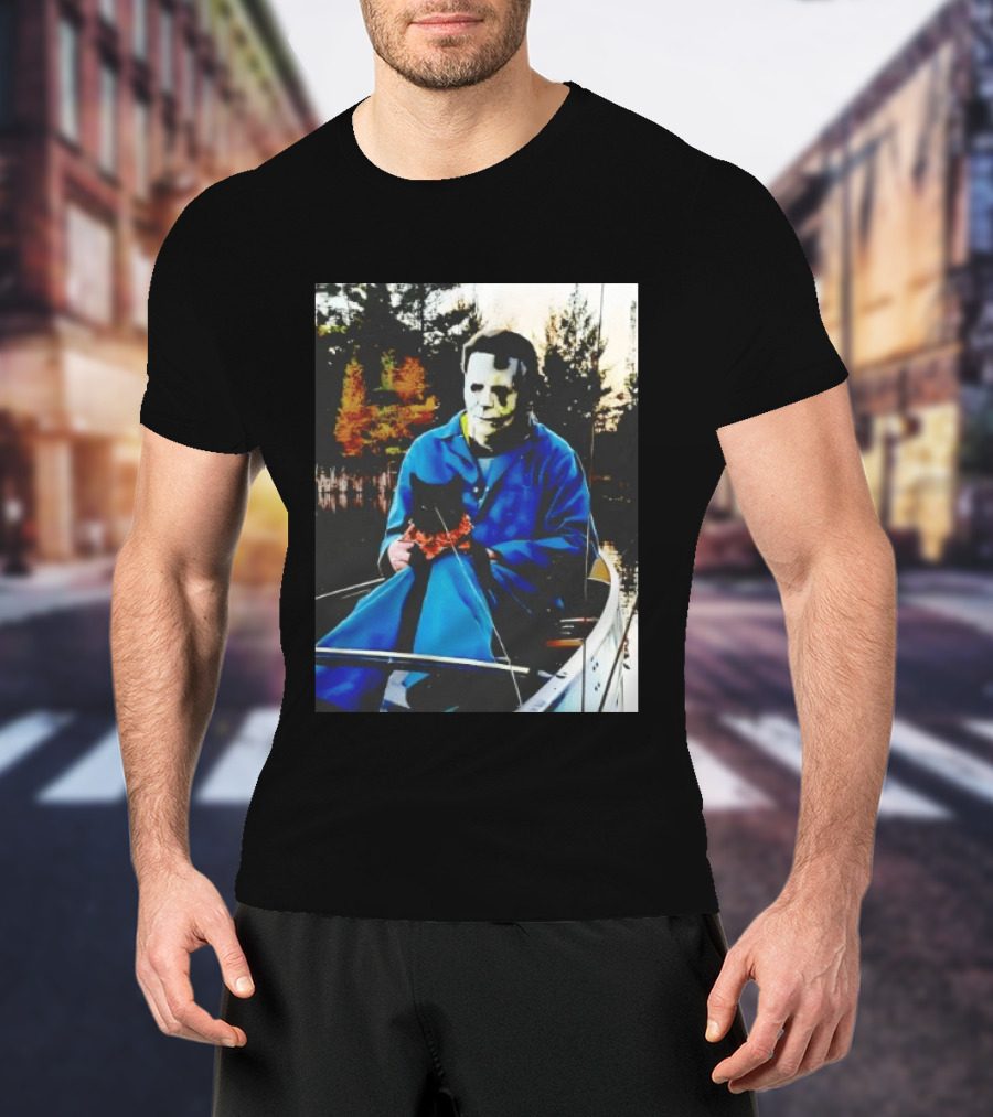 Michael Myers Lake Fishing With Cat In Boat T-Shirt